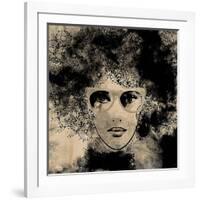 Art Colorful Sketching Beautiful Girl Face On Sepia Background-Irina QQQ-Framed Art Print