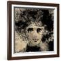 Art Colorful Sketching Beautiful Girl Face On Sepia Background-Irina QQQ-Framed Art Print