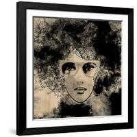 Art Colorful Sketching Beautiful Girl Face On Sepia Background-Irina QQQ-Framed Art Print