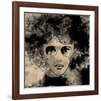 Art Colorful Sketching Beautiful Girl Face On Sepia Background-Irina QQQ-Framed Art Print