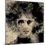 Art Colorful Sketching Beautiful Girl Face On Sepia Background-Irina QQQ-Mounted Premium Giclee Print