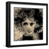 Art Colorful Sketching Beautiful Girl Face On Sepia Background-Irina QQQ-Framed Art Print