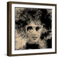 Art Colorful Sketching Beautiful Girl Face On Sepia Background-Irina QQQ-Framed Art Print