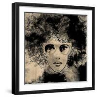 Art Colorful Sketching Beautiful Girl Face On Sepia Background-Irina QQQ-Framed Art Print