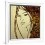 Art Colorful Sketching Beautiful Girl Face With Golden Hair On White Background-Irina QQQ-Framed Art Print