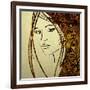 Art Colorful Sketching Beautiful Girl Face With Golden Hair On White Background-Irina QQQ-Framed Art Print