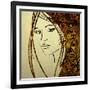 Art Colorful Sketching Beautiful Girl Face With Golden Hair On White Background-Irina QQQ-Framed Art Print