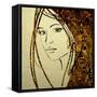 Art Colorful Sketching Beautiful Girl Face With Golden Hair On White Background-Irina QQQ-Framed Stretched Canvas