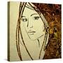 Art Colorful Sketching Beautiful Girl Face With Golden Hair On White Background-Irina QQQ-Stretched Canvas