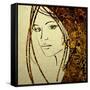 Art Colorful Sketching Beautiful Girl Face With Golden Hair On White Background-Irina QQQ-Framed Stretched Canvas