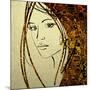 Art Colorful Sketching Beautiful Girl Face With Golden Hair On White Background-Irina QQQ-Mounted Art Print