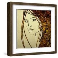 Art Colorful Sketching Beautiful Girl Face With Golden Hair On White Background-Irina QQQ-Framed Art Print