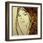 Art Colorful Sketching Beautiful Girl Face With Golden Hair On White Background-Irina QQQ-Framed Art Print