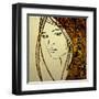 Art Colorful Sketching Beautiful Girl Face With Golden Hair On White Background-Irina QQQ-Framed Art Print