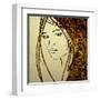 Art Colorful Sketching Beautiful Girl Face With Golden Hair On White Background-Irina QQQ-Framed Art Print