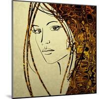 Art Colorful Sketching Beautiful Girl Face With Golden Hair On White Background-Irina QQQ-Mounted Art Print