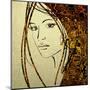 Art Colorful Sketching Beautiful Girl Face With Golden Hair On White Background-Irina QQQ-Mounted Art Print