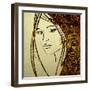 Art Colorful Sketching Beautiful Girl Face With Golden Hair On White Background-Irina QQQ-Framed Art Print