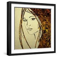 Art Colorful Sketching Beautiful Girl Face With Golden Hair On White Background-Irina QQQ-Framed Art Print