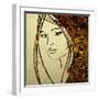 Art Colorful Sketching Beautiful Girl Face With Golden Hair On White Background-Irina QQQ-Framed Art Print