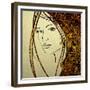 Art Colorful Sketching Beautiful Girl Face With Golden Hair On White Background-Irina QQQ-Framed Premium Giclee Print