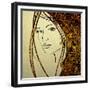 Art Colorful Sketching Beautiful Girl Face With Golden Hair On White Background-Irina QQQ-Framed Premium Giclee Print