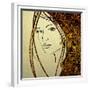 Art Colorful Sketching Beautiful Girl Face With Golden Hair On White Background-Irina QQQ-Framed Premium Giclee Print