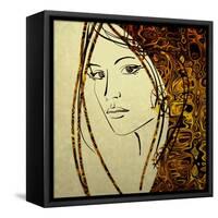 Art Colorful Sketching Beautiful Girl Face With Golden Hair On White Background-Irina QQQ-Framed Stretched Canvas