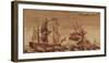 Art, Copperplate, Colourized, Sailing Ships, 1720-1750-Carl-Werner Schmidt-Luchs-Framed Photographic Print