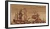 Art, Copperplate, Colourized, Sailing Ships, 1720-1750-Carl-Werner Schmidt-Luchs-Framed Photographic Print