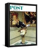 "Art Critic" Saturday Evening Post Cover, April 16,1955-Norman Rockwell-Framed Stretched Canvas