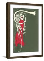 Art Deco Angel Blowing Trumpet-null-Framed Art Print