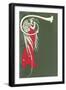 Art Deco Angel Blowing Trumpet-null-Framed Art Print