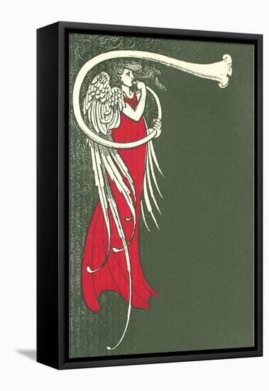 Art Deco Angel Blowing Trumpet-null-Framed Stretched Canvas