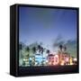 Art Deco Architecture and Palms, South Beach, Miami, Florida-Robin Hill-Framed Stretched Canvas