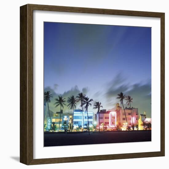 Art Deco Architecture and Palms, South Beach, Miami, Florida-Robin Hill-Framed Photographic Print