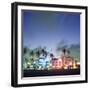 Art Deco Architecture and Palms, South Beach, Miami, Florida-Robin Hill-Framed Photographic Print