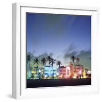 Art Deco Architecture and Palms, South Beach, Miami, Florida-Robin Hill-Framed Photographic Print