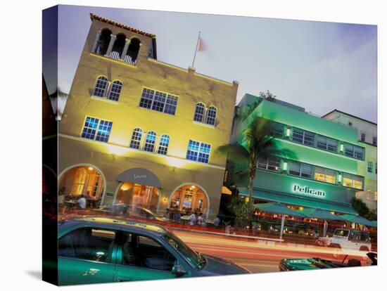 Art Deco Architecture and Palms, South Beach, Miami, Florida-Robin Hill-Stretched Canvas