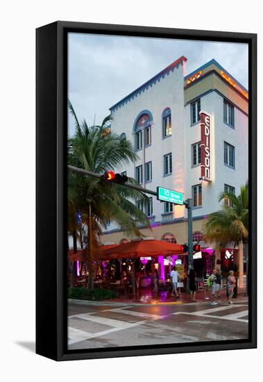 Art Deco Architecture of Ocean Drive - Miami Beach - Florida-Philippe Hugonnard-Framed Stretched Canvas