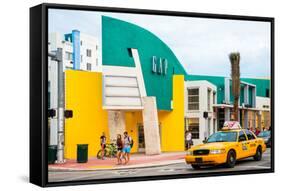 Art Deco Architecture - Yellow Cab of Miami Beach - Florida - USA-Philippe Hugonnard-Framed Stretched Canvas