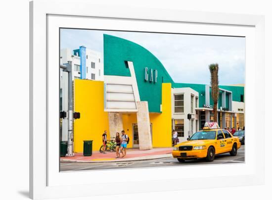 Art Deco Architecture - Yellow Cab of Miami Beach - Florida - USA-Philippe Hugonnard-Framed Photographic Print