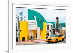 Art Deco Architecture - Yellow Cab of Miami Beach - Florida - USA-Philippe Hugonnard-Framed Photographic Print