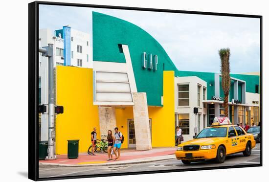 Art Deco Architecture - Yellow Cab of Miami Beach - Florida - USA-Philippe Hugonnard-Framed Stretched Canvas