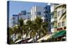 Art Deco Area with Hotels, Miami, Florida, USA-Peter Adams-Stretched Canvas