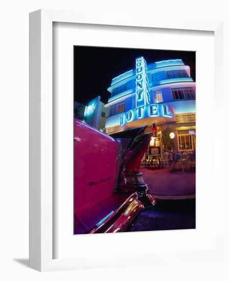 Art Deco at the Colony Hotel, South Beach, Miami, Florida-Walter Bibikow-Framed Photographic Print