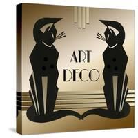 Art Deco Cats 1-Art Deco Designs-Stretched Canvas