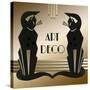 Art Deco Cats 1-Art Deco Designs-Stretched Canvas