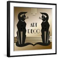 Art Deco Cats 1-Art Deco Designs-Framed Giclee Print