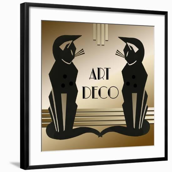 Art Deco Cats 1-Art Deco Designs-Framed Giclee Print